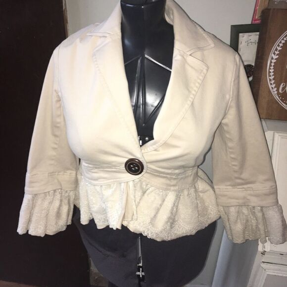 Robert Rodriguez cream lace detail Bridgerton Regency size 10 blazer Charmed - Picture 3 of 5